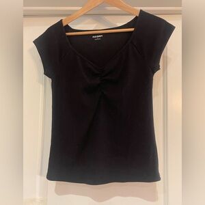 Old Navy Women's Elegant Black Short Sleeve V neck Top
